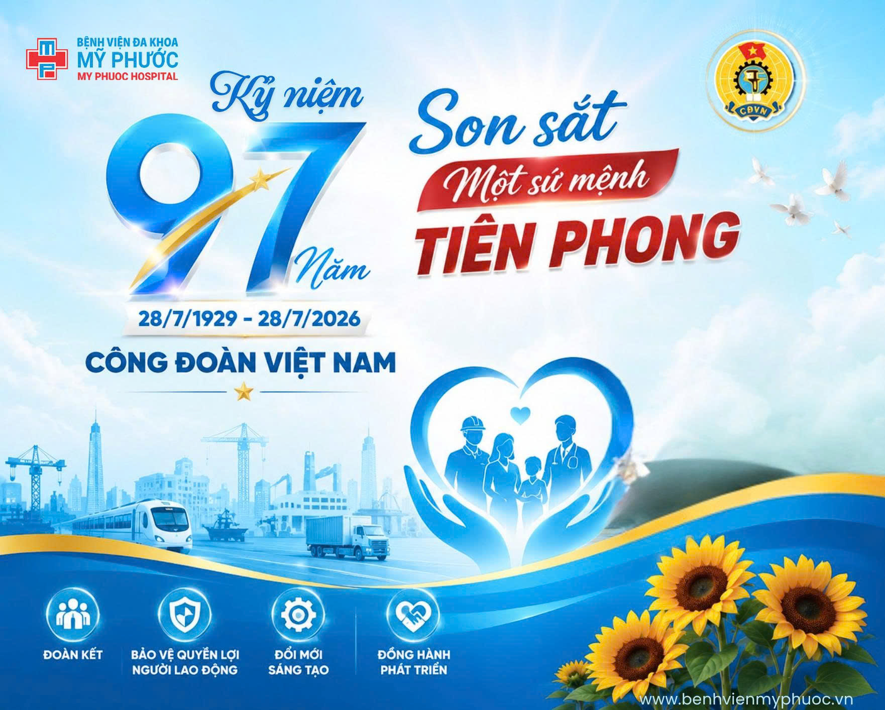 Chào mừng 97 năm Ngày thành lập Công đoàn Việt Nam (28/7/1929 – 28/7/2026) 